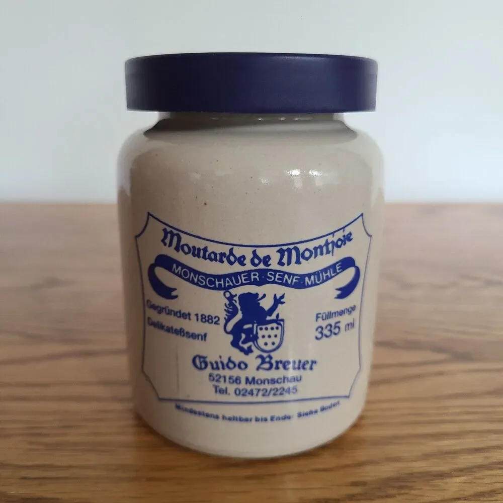 Vintage Moutarde de Montjoie Ceramic Stoneware Mustard Crock With Lid Germany